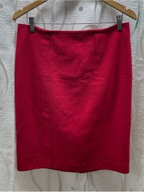Le Chateau Pencil Skirt Womens 11/12 Red Excellent Tailored Stretch Back Slit